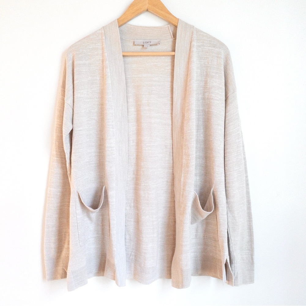 Loft Beige Lightweight Open Cardigan